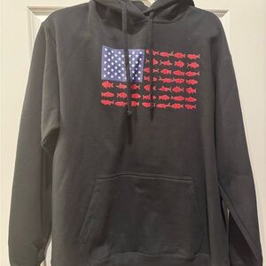 Port & Company Black Hoodie with American Flag Fish